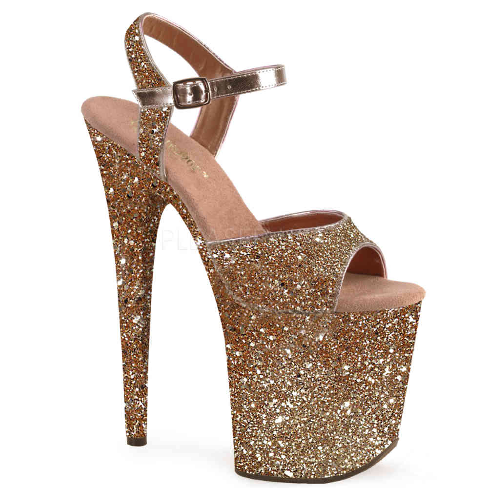 Pleaser - FLAMINGO810LG Sandale à bride à la cheville, Pole dance chaussures - Chaussures de pole dance - Couleur or/Champagne Product image